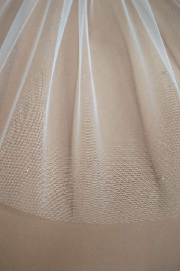 Pixie diamante beaded veil closeup