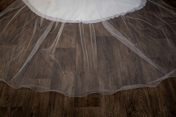 Isabella - one layer cathedral length extra wide veil with a wavy edge detail
