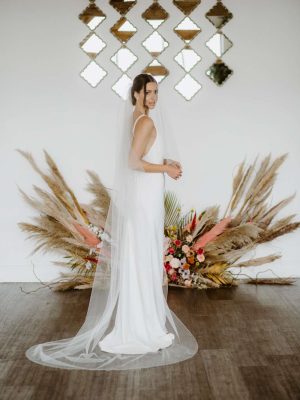 Nadia – two tier chapel length veil with scattered diamantes