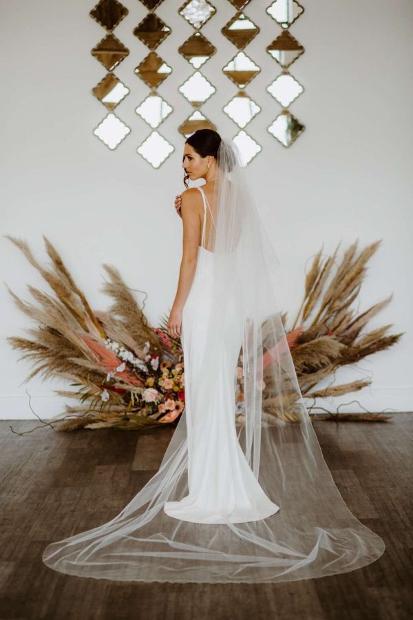 Nikki - two layer cathedral length veil with a simple edge finish