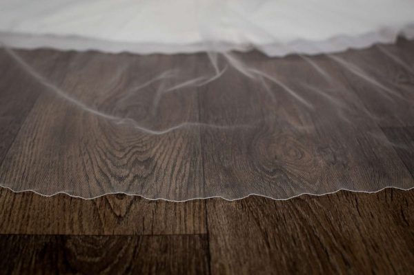 Paige - two layer chapel length plain wedding veil detail