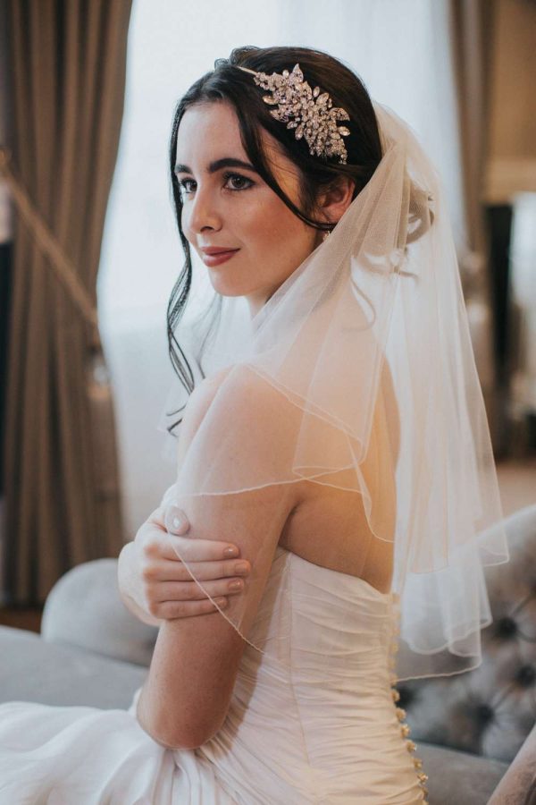 Savannah – Two tier elbow length pencil edge wedding veil