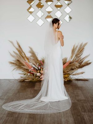 Serena - two layer cathedral length veil with crystals falling stars