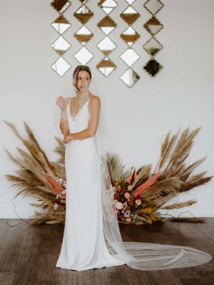 Serena - two layer cathedral length veil with crystals falling stars