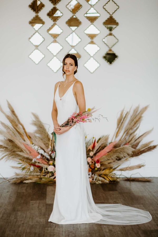 Sia – one layer chapel length waterfall cut veil in Silk Effect tulle