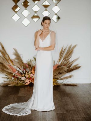 Aspen - two layer chapel length veil with sparkly lace to elbow level