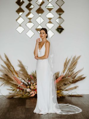 Aspen - two layer chapel length veil with sparkly lace to elbow level