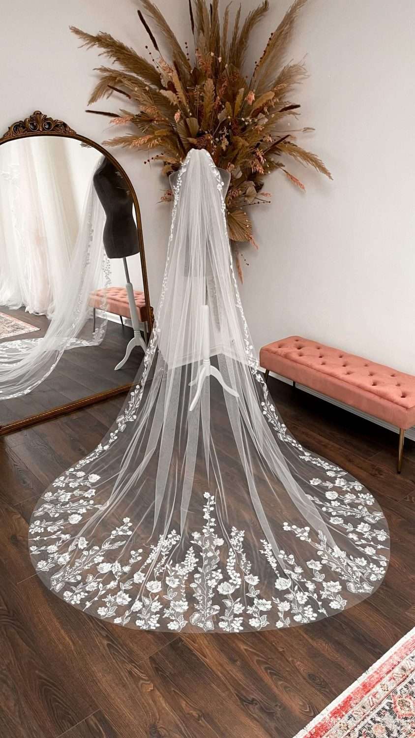 Bespoke wedding veil with wildflower lace (2) Bespoke wedding veil with wildflower lace