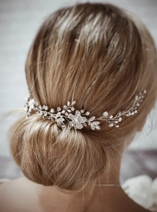 Dawn bridal hair vine on model