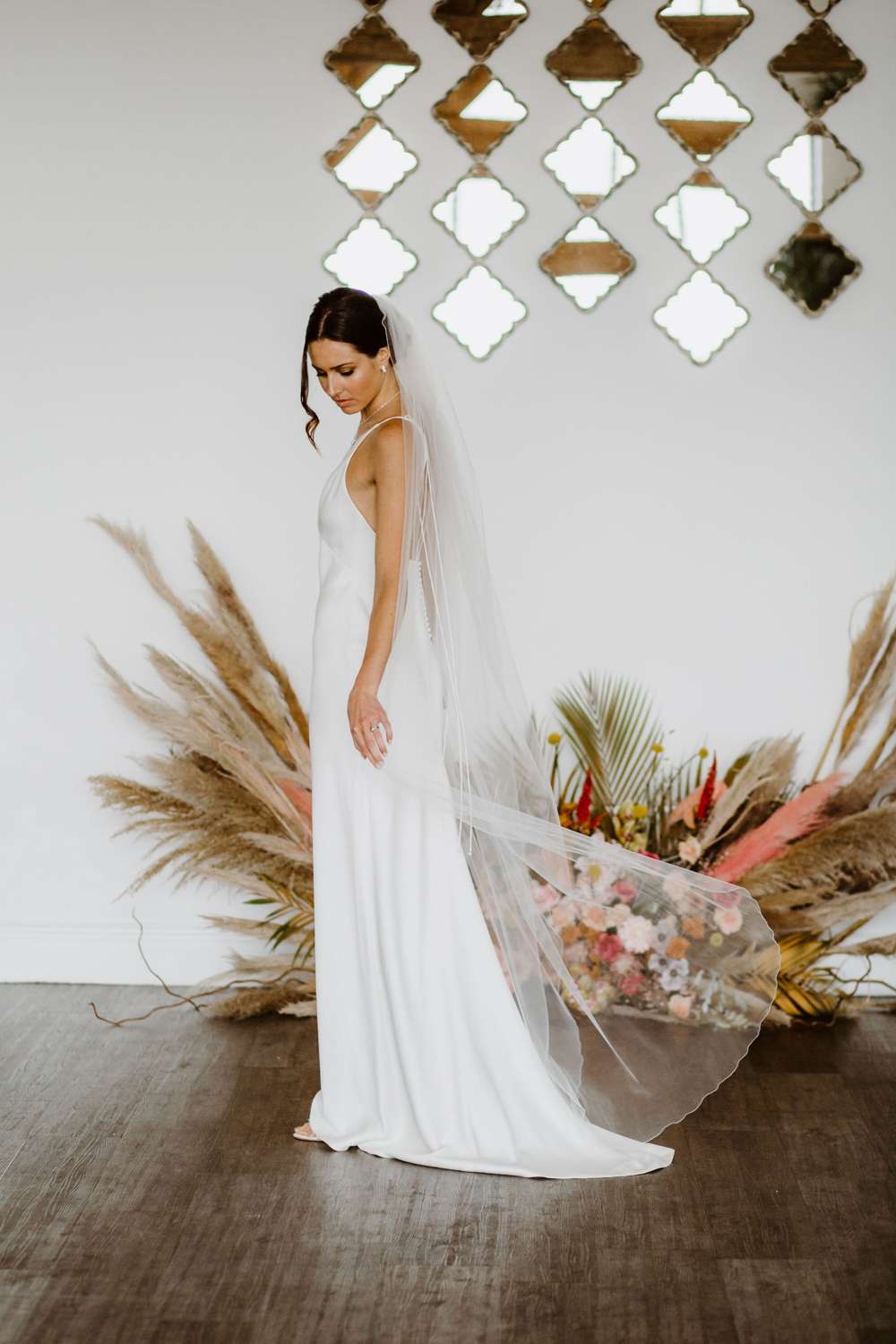 knee length dresses for ladies Simple Plain Classic Veil, Cathedral Length, Single Tier main image 1