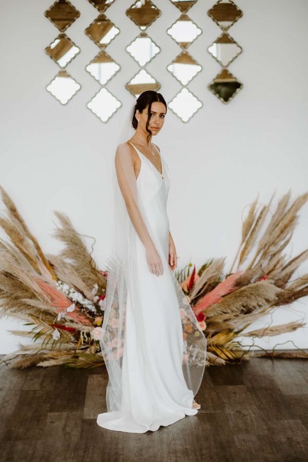 Charlotte – one layer floor length veil with a pencil edge