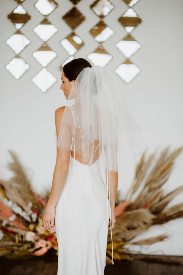 Priscilla - 1960's inspired short bouffant wedding veil with a cut edge