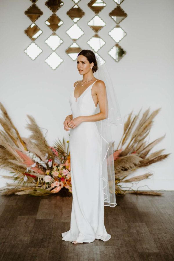 Rosie - two tier waltz length ribbon edge veil