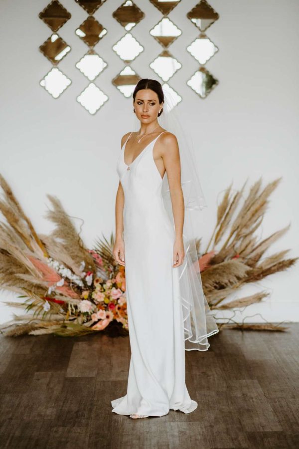 Rosie - two tier waltz length ribbon edge veil