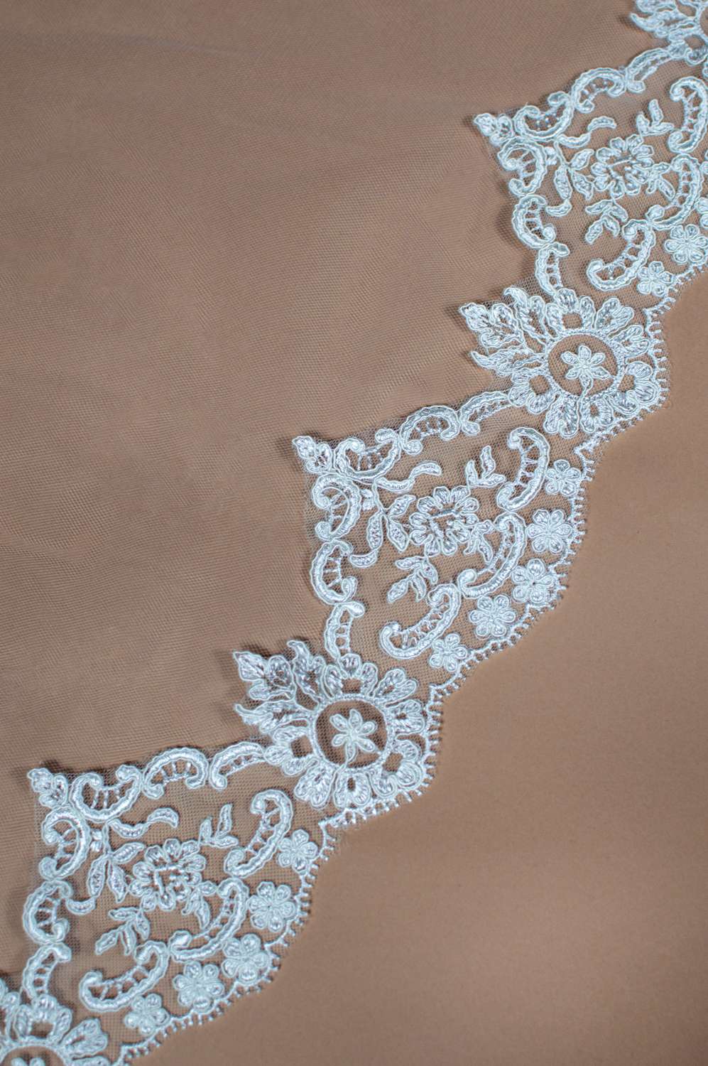 Sian lace edging for wedding veil on solid background closeup-2 Sian lace edging for wedding veil
