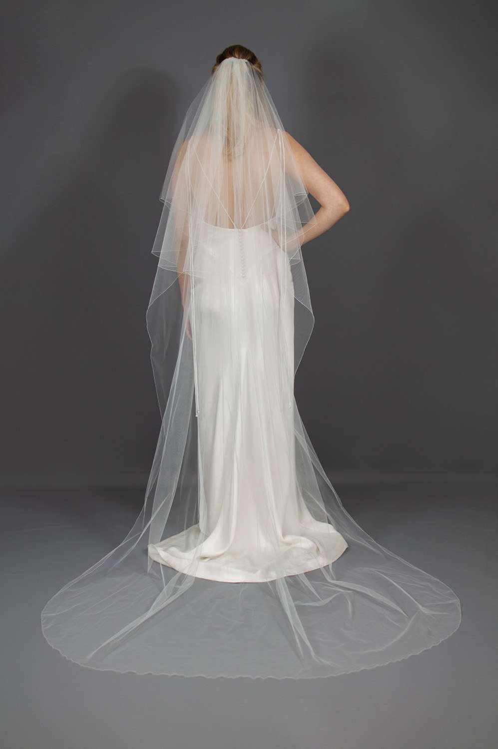 Wedding veil gathering long centre gathered