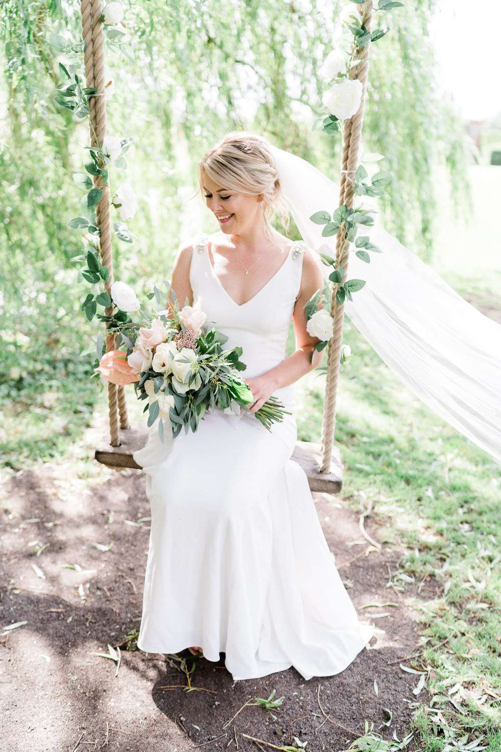 ivory crystal edged veil on real bride Roh