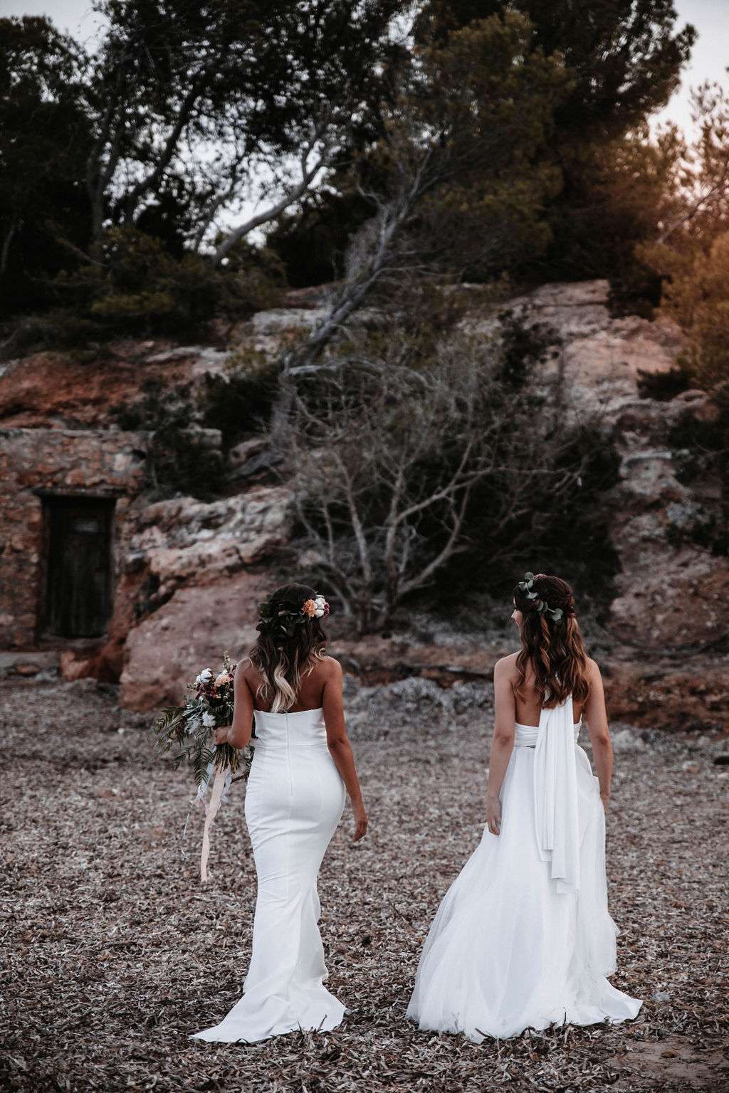 Two brides - love is love shoot - cathedral veil with lace - iniza destination wedding inspiration (126)