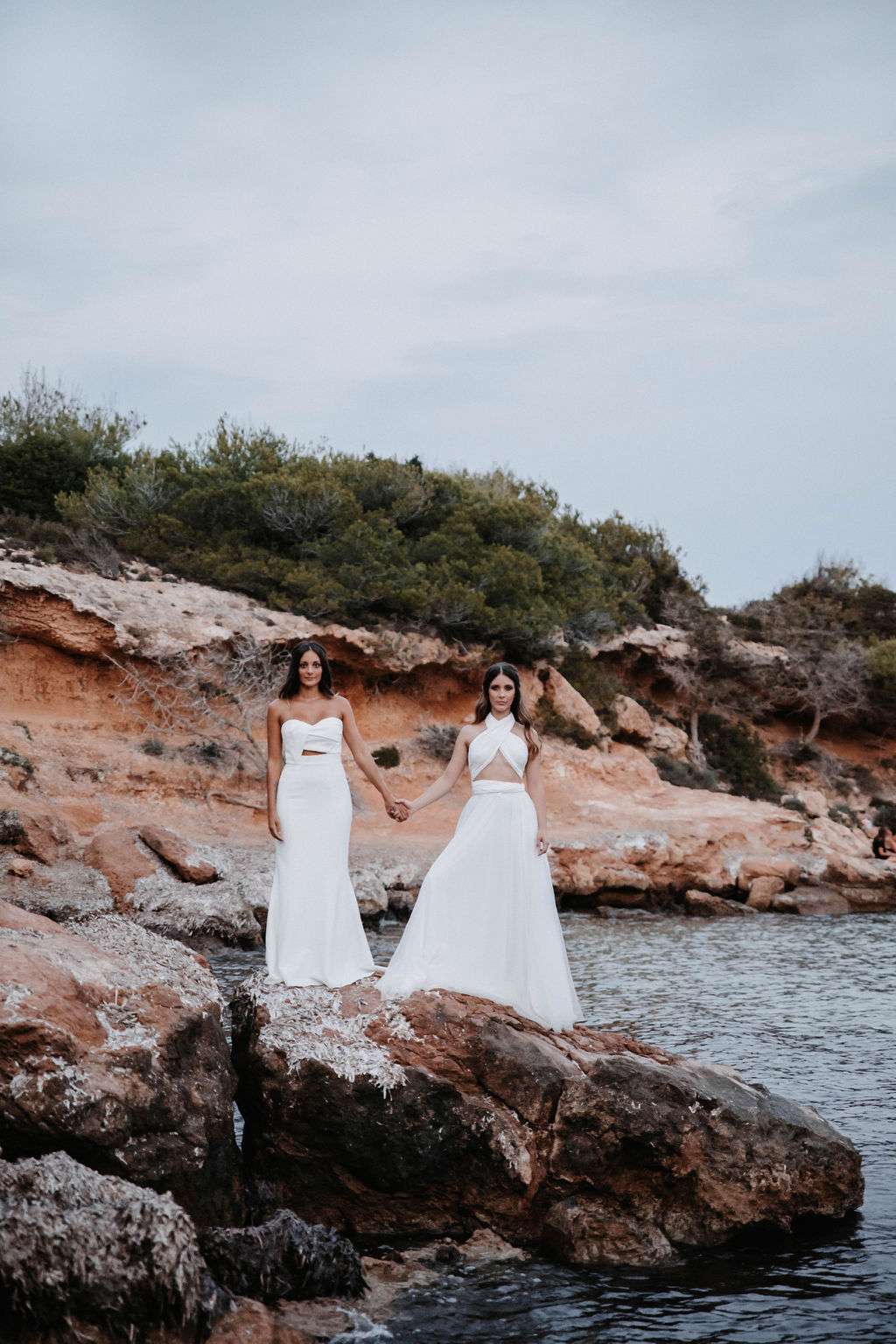 Two brides - love is love shoot - cathedral veil with lace - iniza destination wedding inspiration (242)