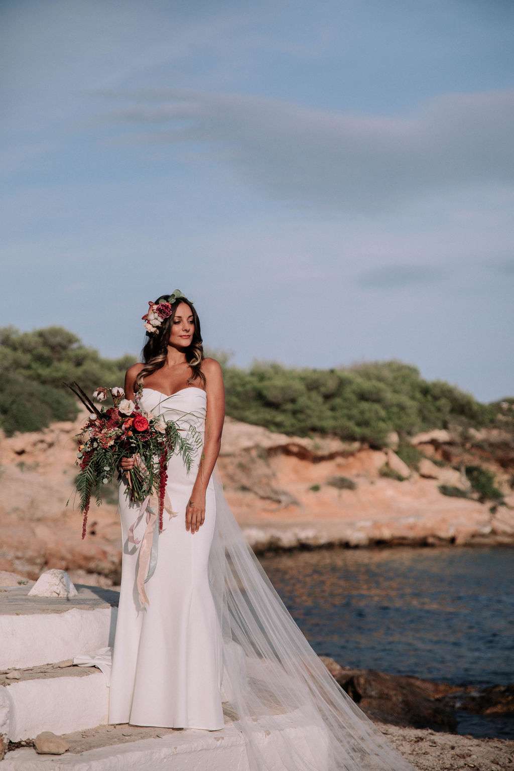 Two brides - love is love shoot - cathedral veil with lace - iniza destination wedding inspiration (29)