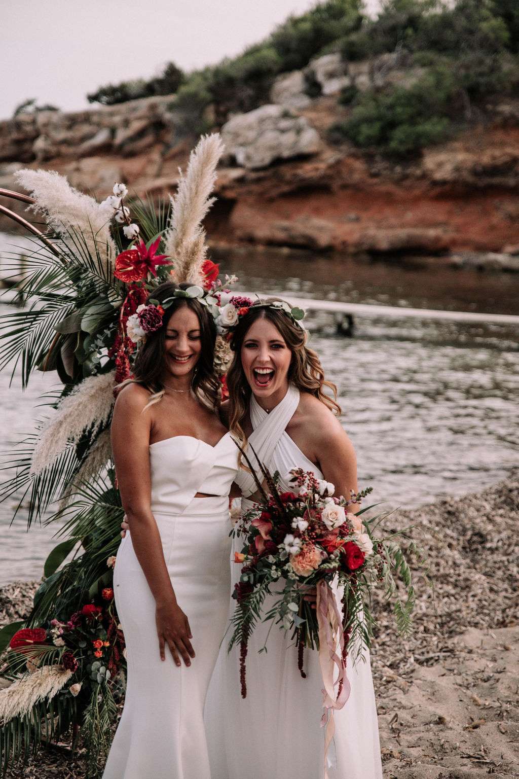 Two brides - love is love shoot - cathedral veil with lace - iniza destination wedding inspiration (85)Two brides - love is love shoot - cathedral veil with lace - iniza destination wedding inspiration (85)