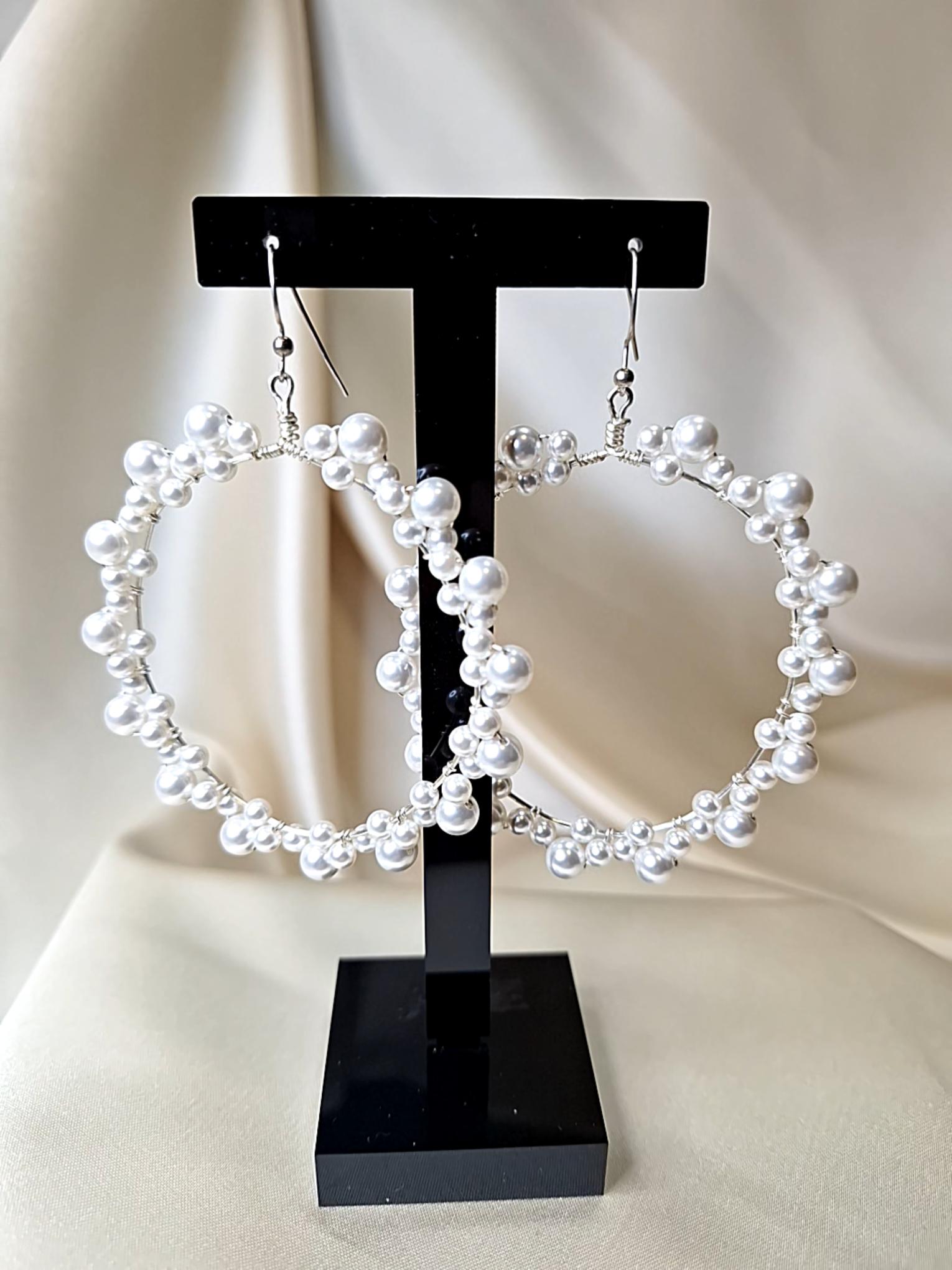 Siren - Pearl Hoop Earrings by Arianna - Image 3