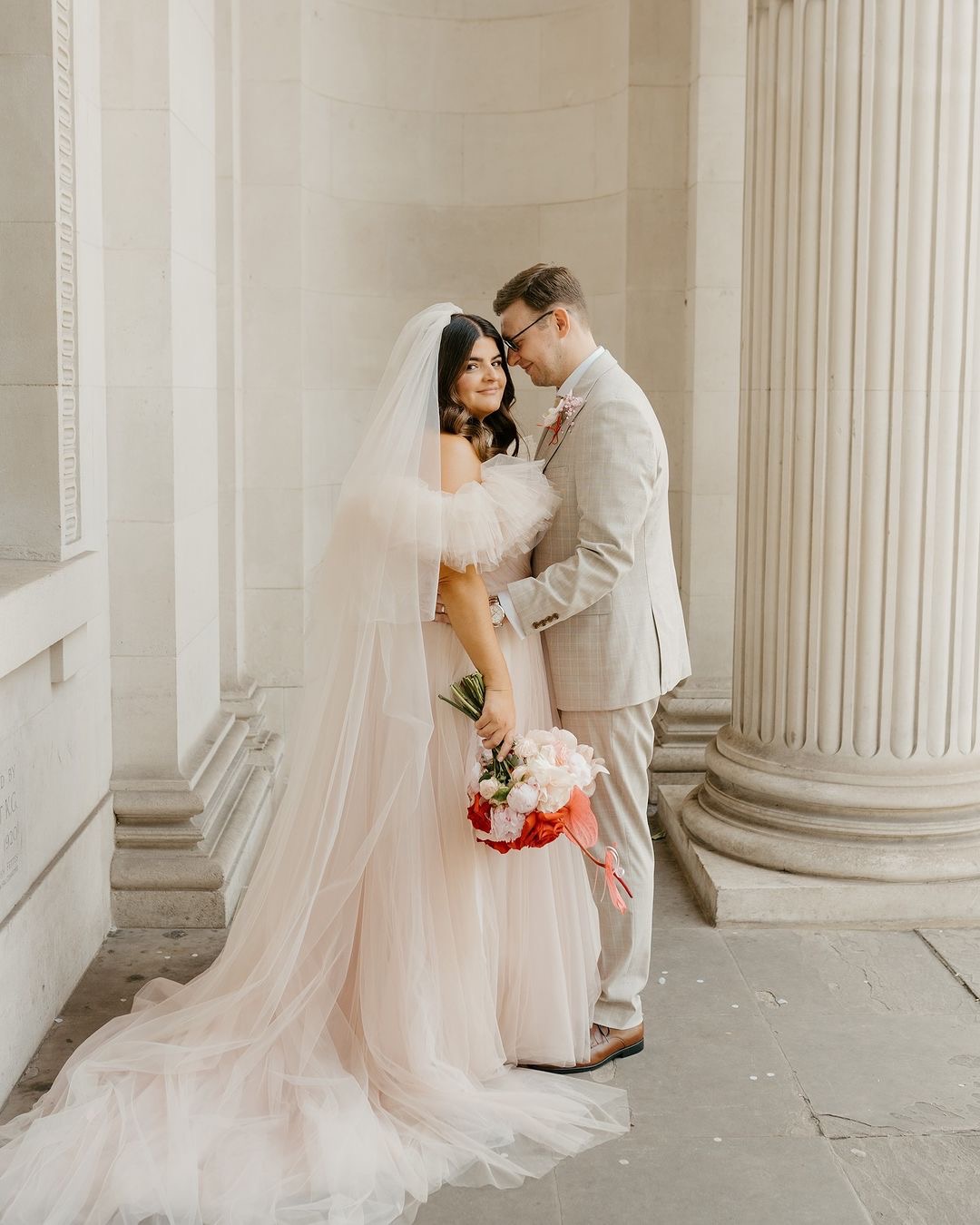 Pink Wedding veil on real bride Valentina Pink Wedding veil on real bride Valentina