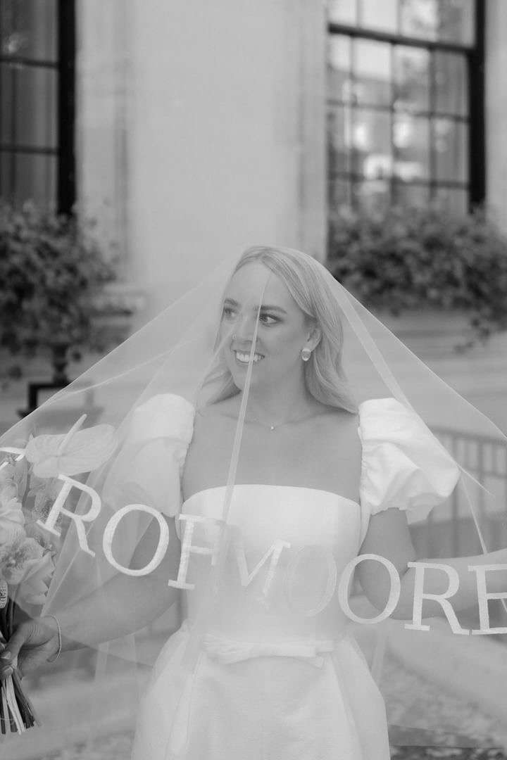 Alex’s Stunning Embroidered Veil with Block Capitals