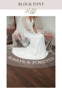 Block font veil embroidery