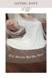 Gothic font veil embroidery
