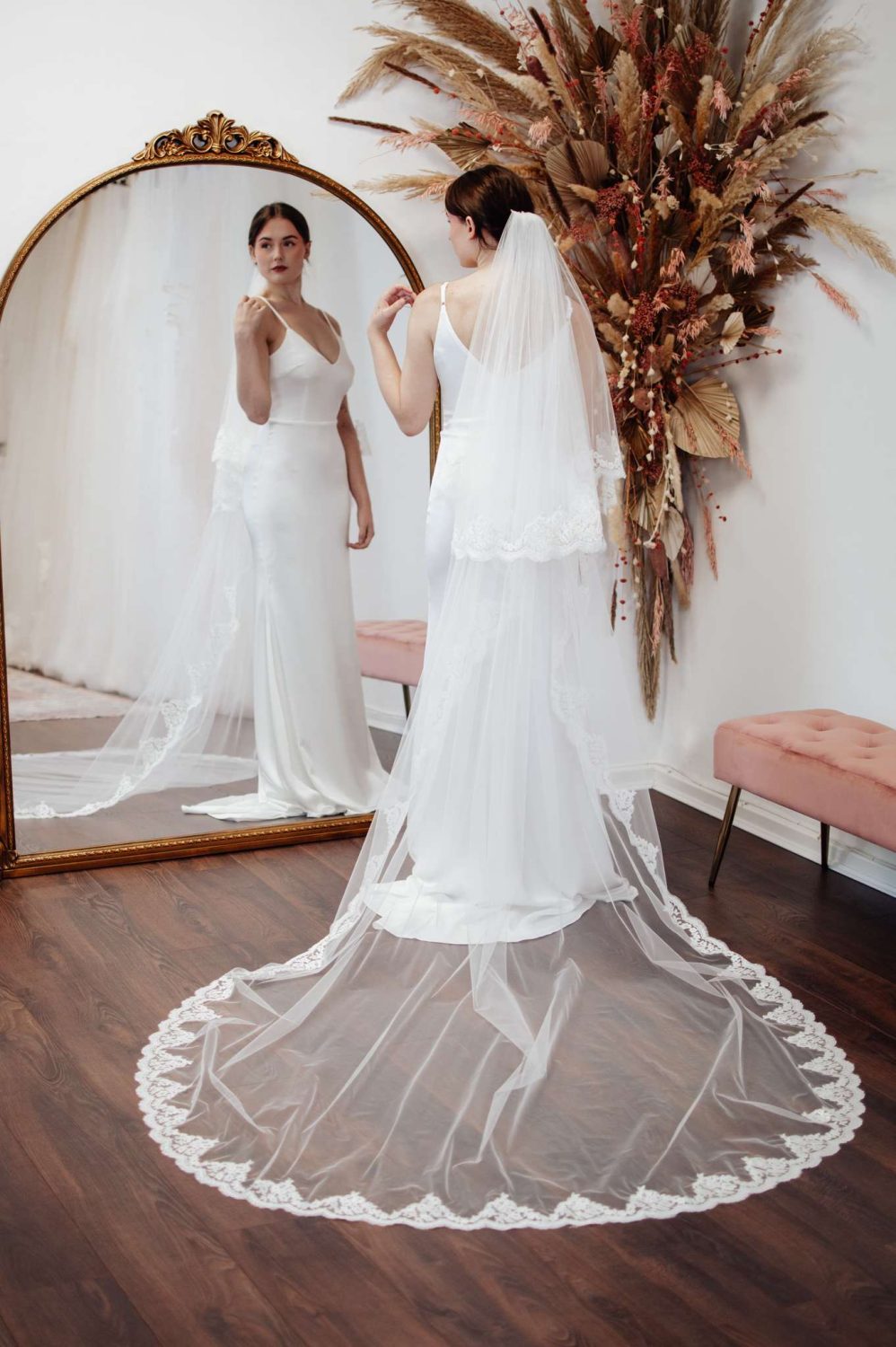 Daniella - Two Tier Cathedral Veil With A Soft Lace Edge