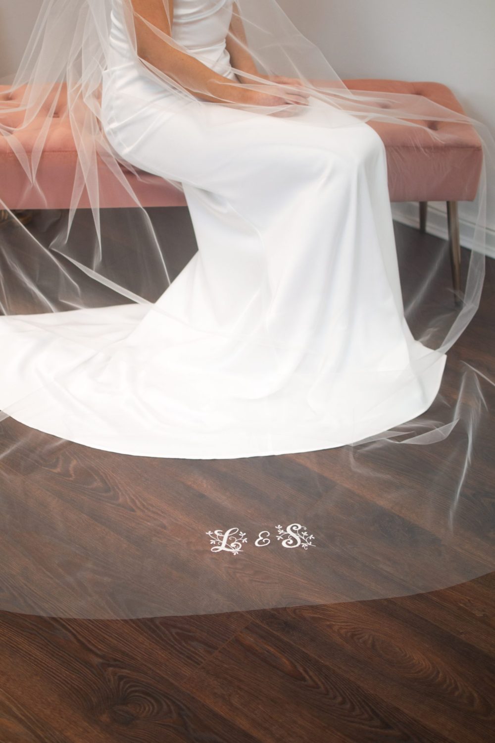 Floral Monogram veil embroidery