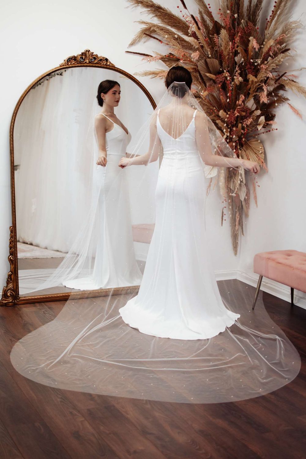 Katya – Cathedral Length Barely There Veil with Pearls