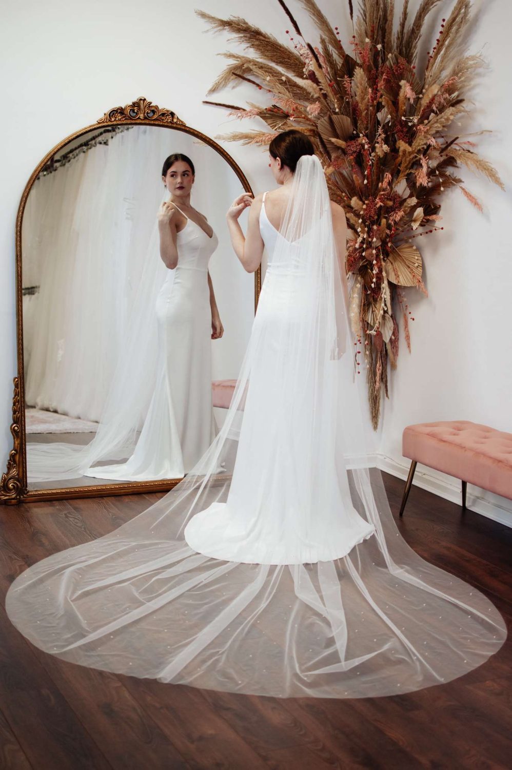 Piper – One Tier Cathedral Veil with Scattered Pearls