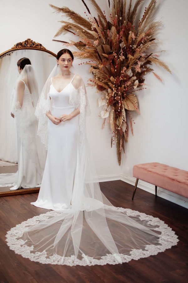 Sienna – Two Tier Cathedral Length Veil with Chantilly Lace