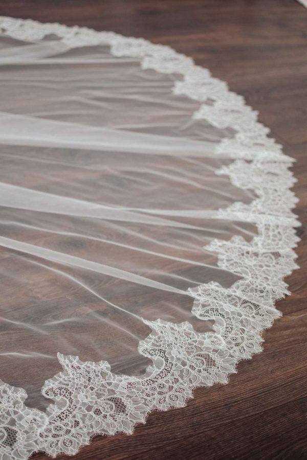 Sienna – Two Tier Cathedral Length Veil with Chantilly Lace