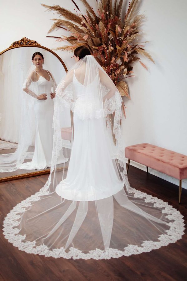 Sienna – Two Tier Cathedral Length Veil with Chantilly Lace