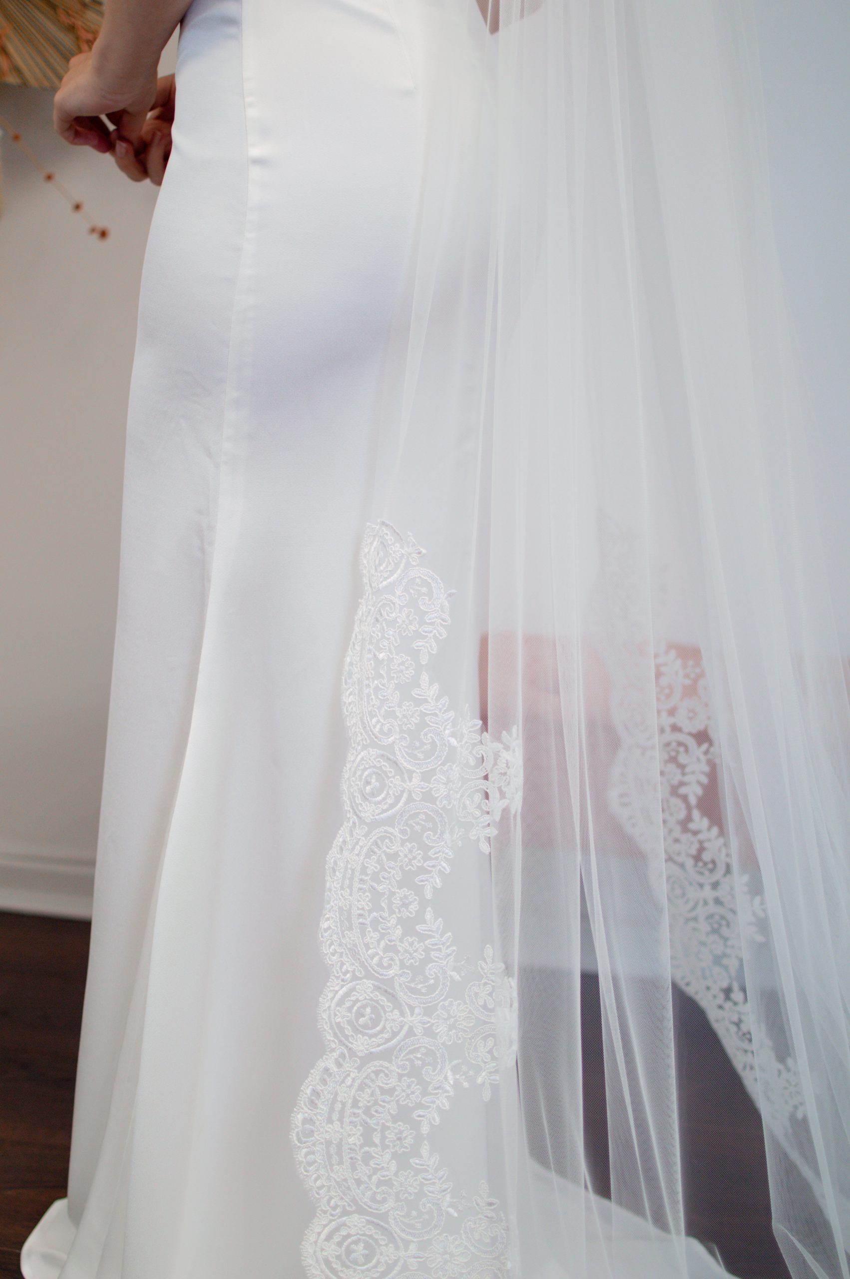 Willow - cathedral veil with lace trim and appliques