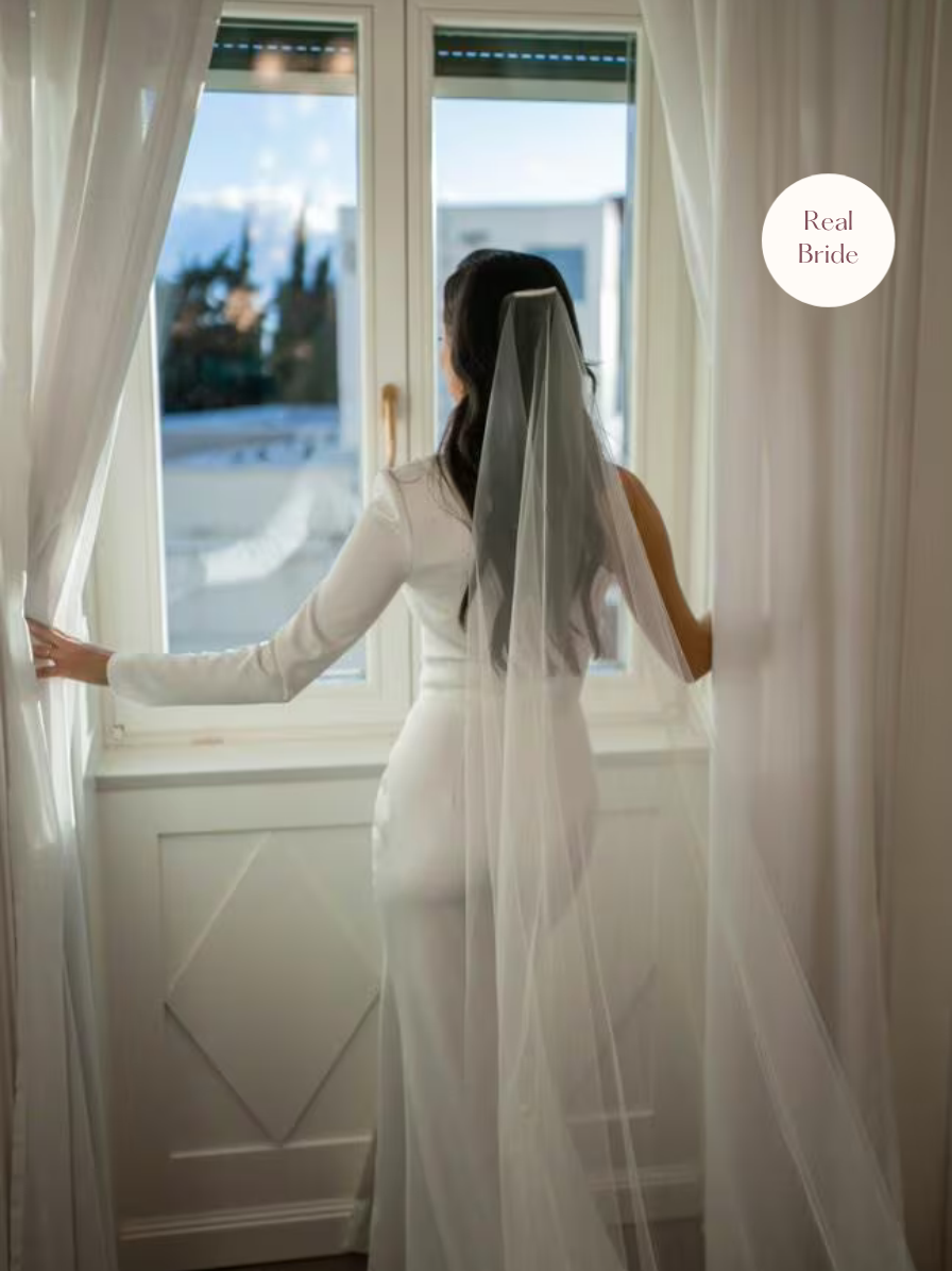 Maya – Chapel Length Barely There Veil with a Cut Edge 9 maya real bride