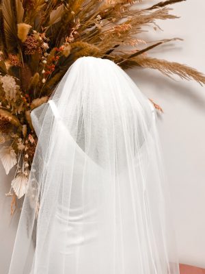 Jasmine – Chapel Length One Layer Veil with Cut Edge