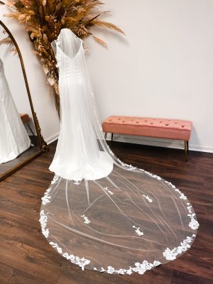 Lilac – Ivory Cathedral Veil with Floral Lace