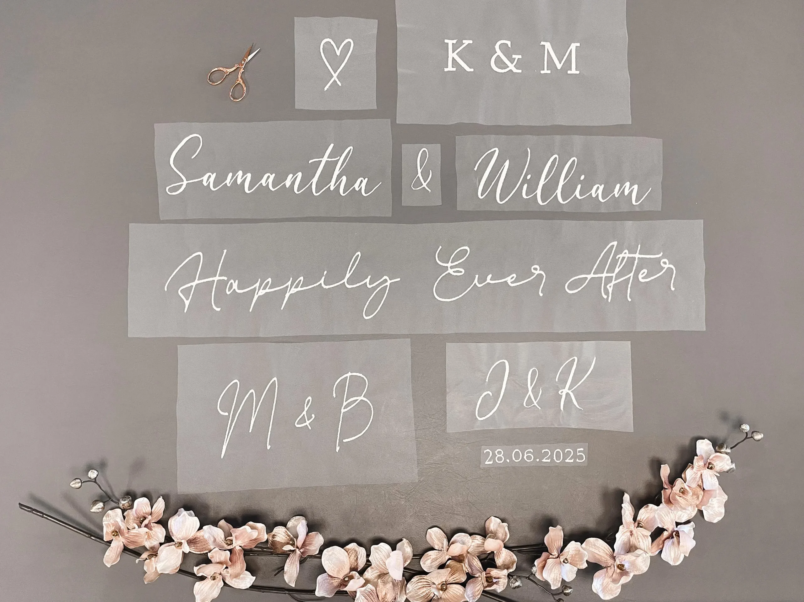 DIY wedding veil embroidery