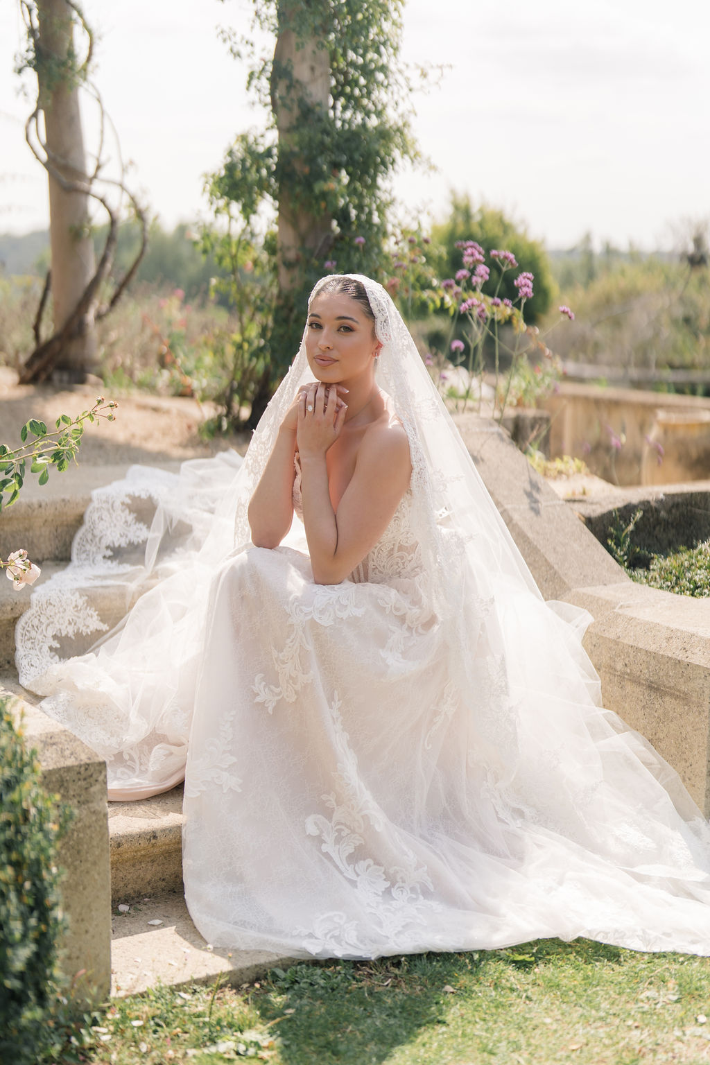 Olympia – Cathedral Length Mantilla Veil with Lace Trim 9 Olympia – Cathedral Length Mantilla Veil with Lace Trim - Image 5