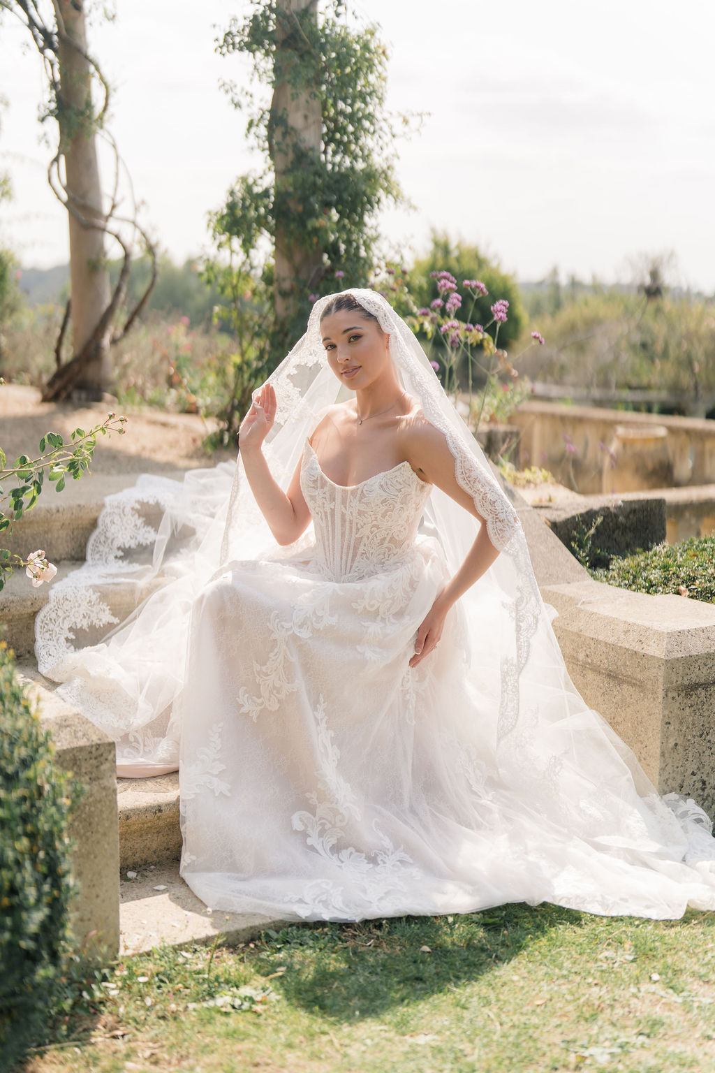 Olympia – Cathedral Length Mantilla Veil with Lace Trim 7 Olympia – Cathedral Length Mantilla Veil with Lace Trim - Image 4