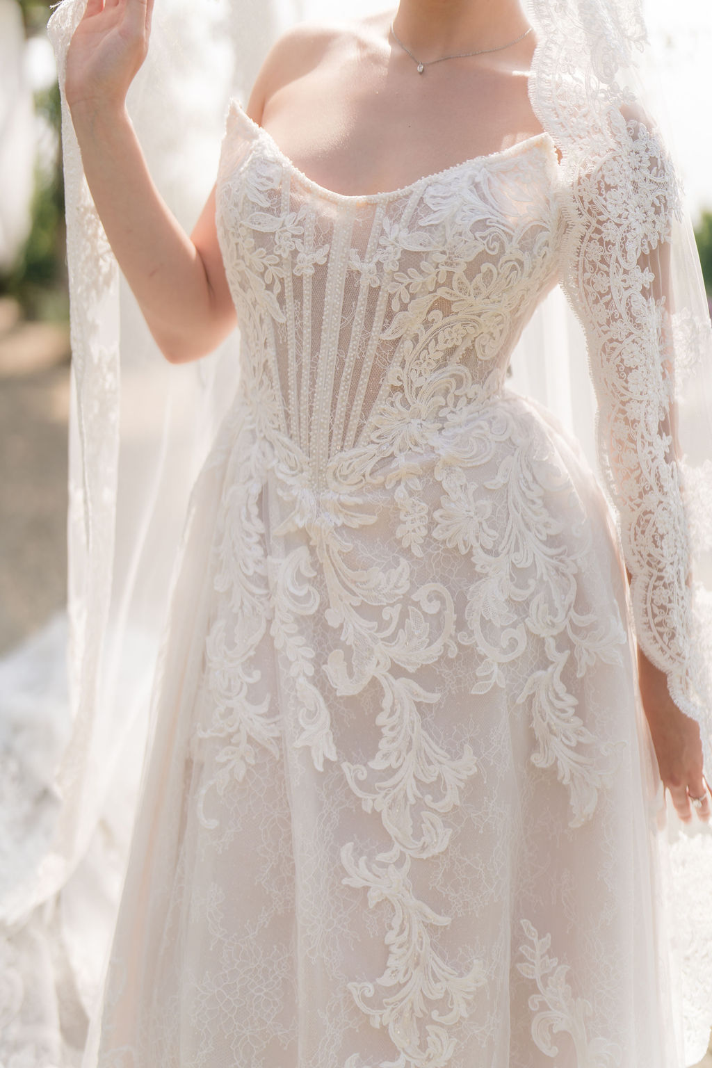 Olympia – Cathedral Length Mantilla Veil with Lace Trim 5 Olympia – Cathedral Length Mantilla Veil with Lace Trim - Image 3