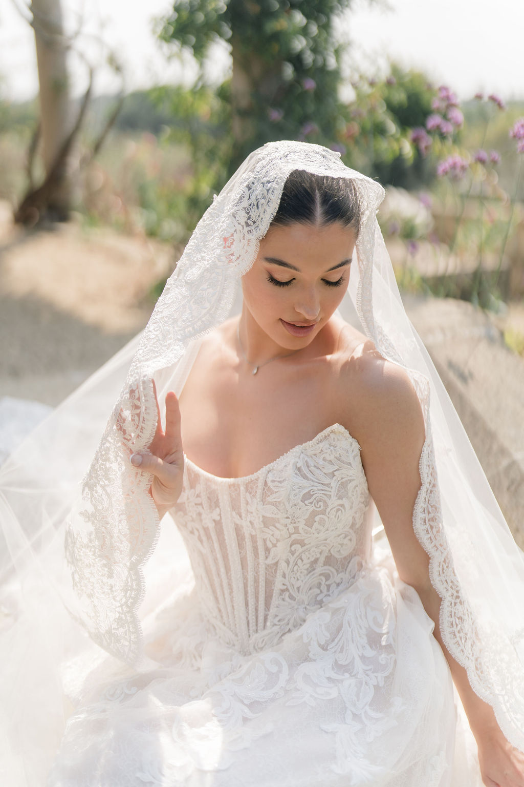 Olympia – Cathedral Length Mantilla Veil with Lace Trim 15 Olympia – Cathedral Length Mantilla Veil with Lace Trim - Image 8