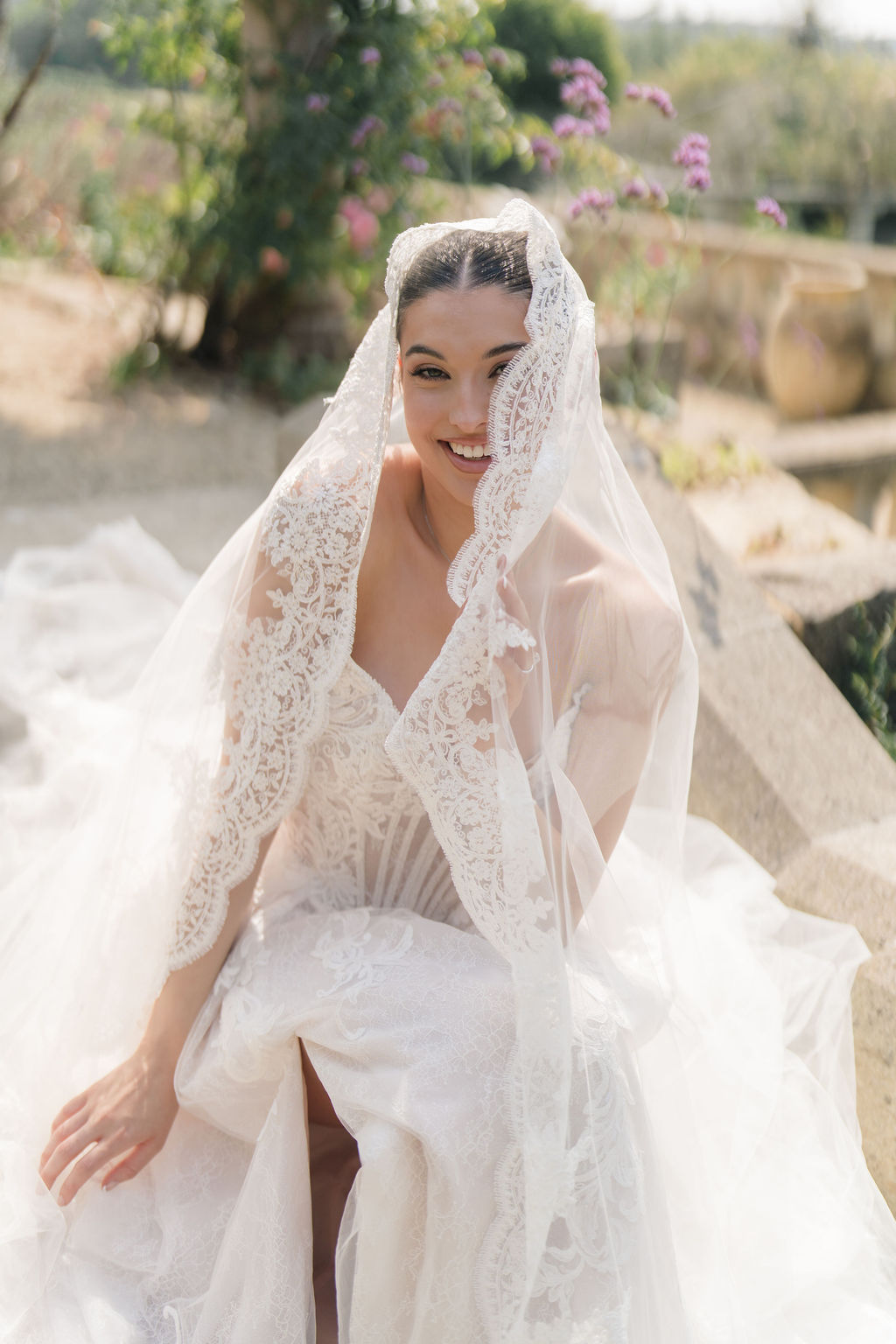 Olympia – Cathedral Length Mantilla Veil with Lace Trim 13 Olympia – Cathedral Length Mantilla Veil with Lace Trim - Image 7