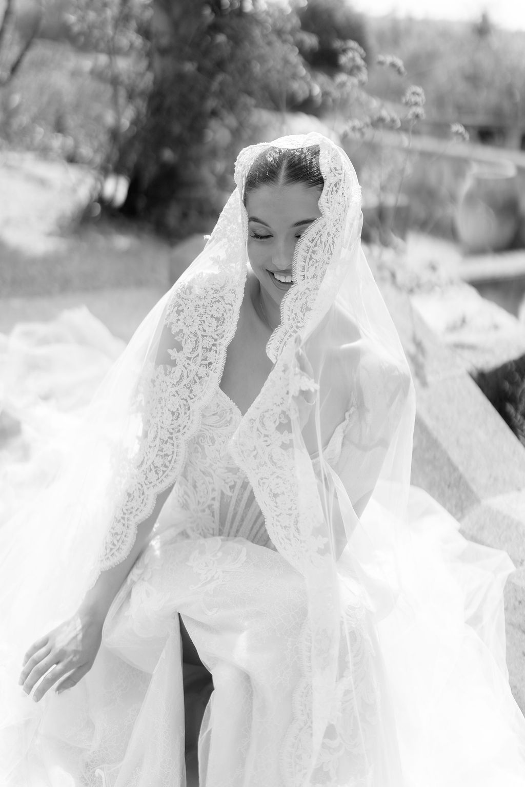 Olympia – Cathedral Length Mantilla Veil with Lace Trim 11 Olympia – Cathedral Length Mantilla Veil with Lace Trim - Image 6
