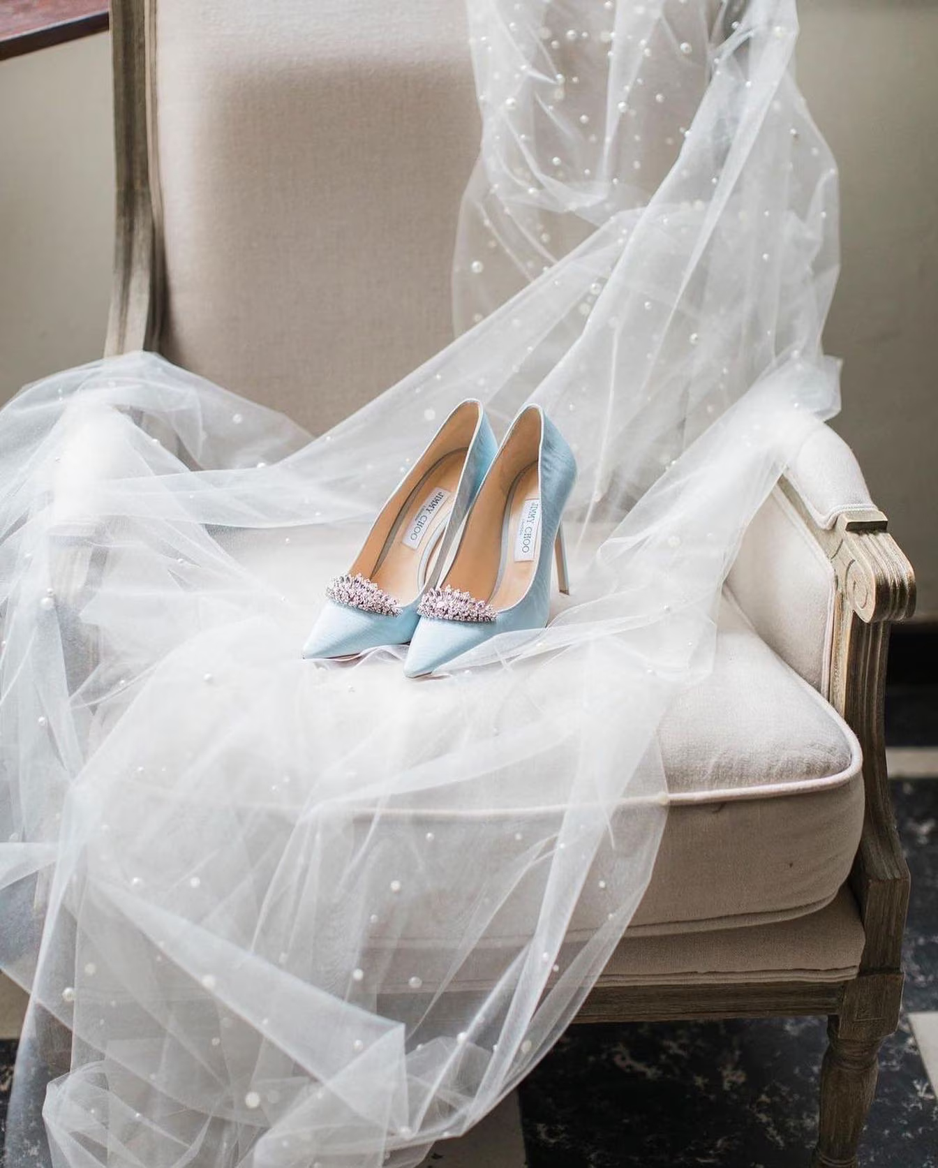 Viola – Barely There Pearl Veil in Chapel Length - Image 3