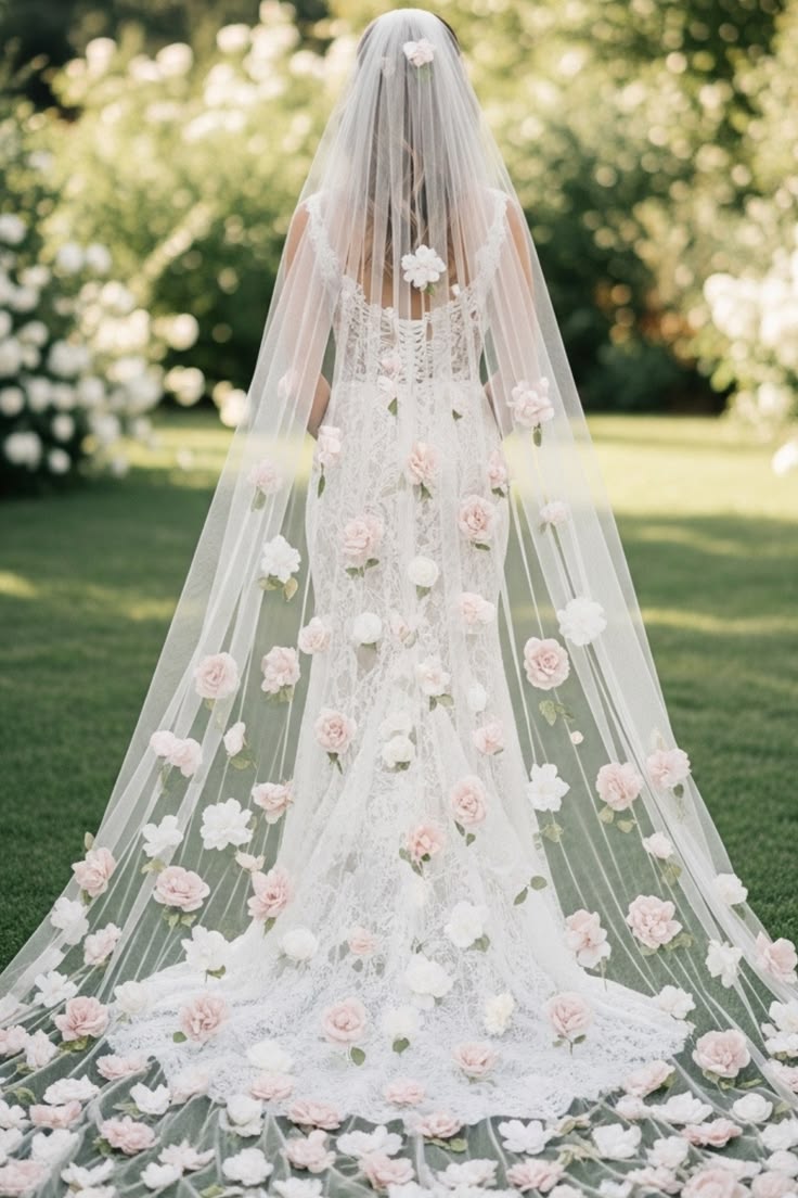 AI generated bridal veil with flowers Garden Bloom Bridal Veil AI generated